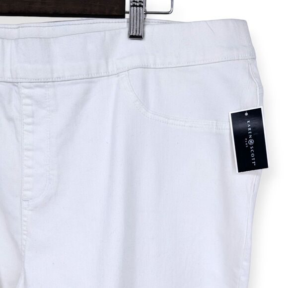 Karen Scott Pull-On Jeans Women's Plus Sz 3X White Stretch Pants Lightweight NWT - Picture 4 of 10